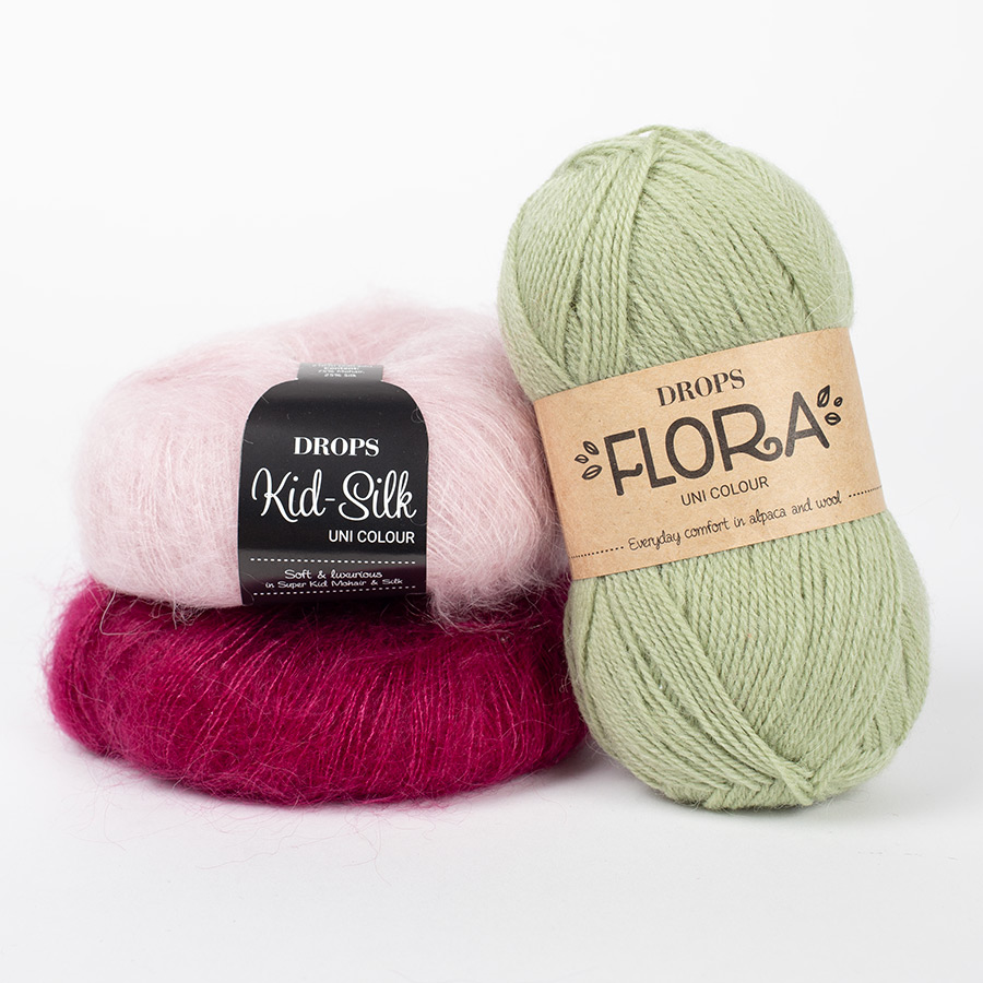 Yarn combination skeins of flora16-kidsilk17-63