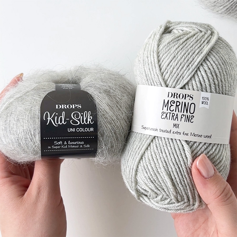 Yarn combination skeins of kidsilk44-mef54