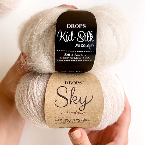 Yarn combination skeins of kidsilk56-sky25