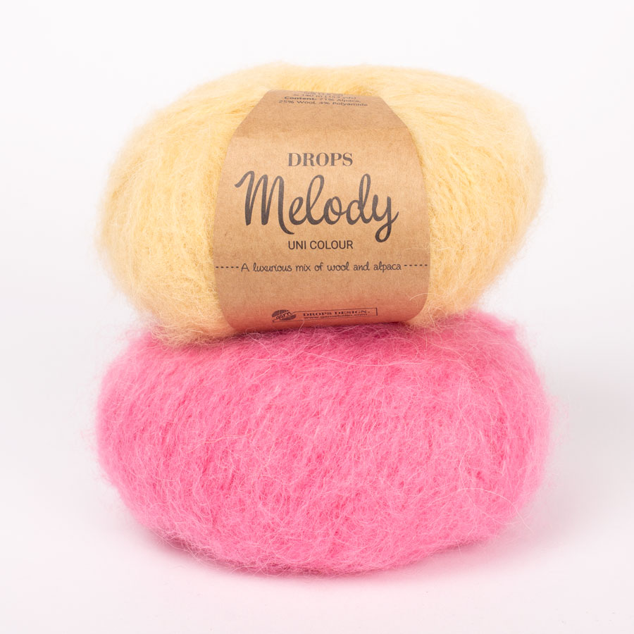 DROPS Melody 14, vanilla + DROPS Melody 17, hot pink