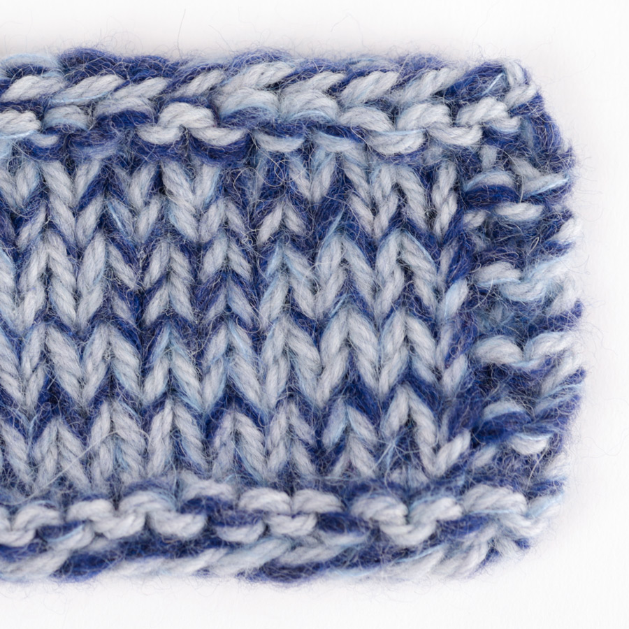 Swatch of DROPS Air 09, navy blue 
											+ DROPS Alaska 62, fog + DROPS Kid-Silk 08, light jeans blue