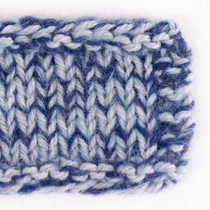 Swatch of DROPS Air 09, navy blue 
														+ DROPS Alaska 62, fog + DROPS Kid-Silk 08, light jeans blue