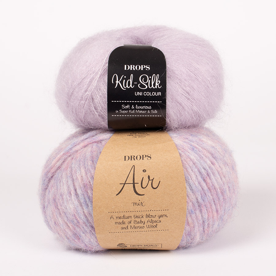 Yarn combinations skeins of DROPS Air 15, lilla udu																	+ DROPS Kid-Silk 09, helelavendel