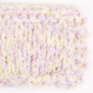 Swatch of DROPS Air 41, söt orkidé															+ DROPS Alpaca Bouclé 0100, natur+ DROPS Flora 26, lemonad