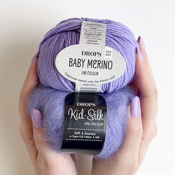 Yarn combinations skeins of DROPS Baby Merino 14, lila																	+ DROPS Kid-Silk 11, lavendel