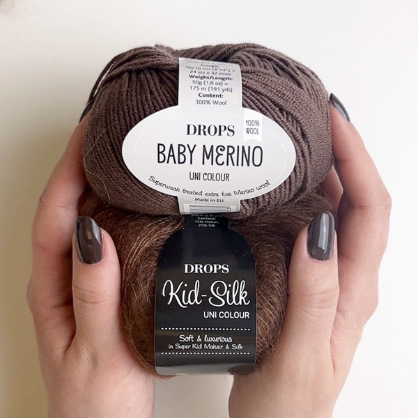 Yarn combinations skeins of DROPS Baby Merino 52, schokolade																	+ DROPS Kid-Silk 35, schokolade