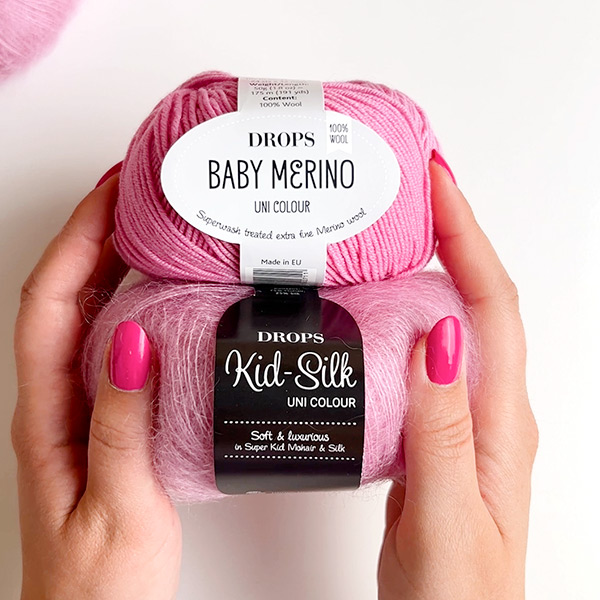 Yarn combinations of Baby Merino 07, rosa + DROPS Kid-Silk 04, altrosa