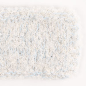 Swatch of DROPS Alpaca Bouclé 0100, off white 
														+ DROPS Nord 26, ice blue