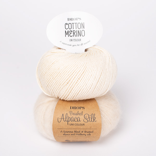 Yarn combinations of Brushed Alpaca Silk 01, natur + DROPS Cotton Merino 01, natur