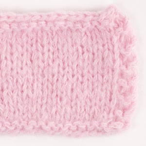 Swatch of DROPS Brushed Alpaca Silk 12, powder pink 
														+ DROPS Sky 27, powder pink