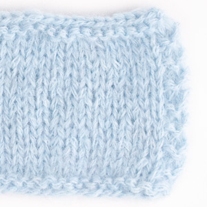 Swatch of DROPS Kid-Silk 07, light sky blue 
														+ DROPS Sky 31, ice blue