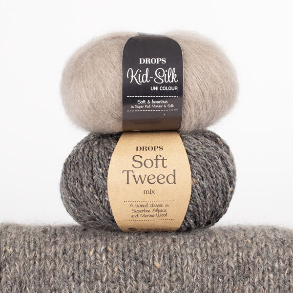 Yarn combinations of Kid-Silk 12, beige + DROPS Soft Tweed 08, peberkorn